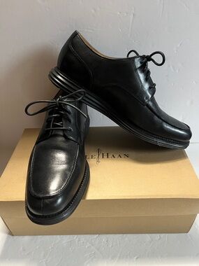 COLE HAAN 2012 Lunargrand Apron Oxford Black leather shoes 10.5M
